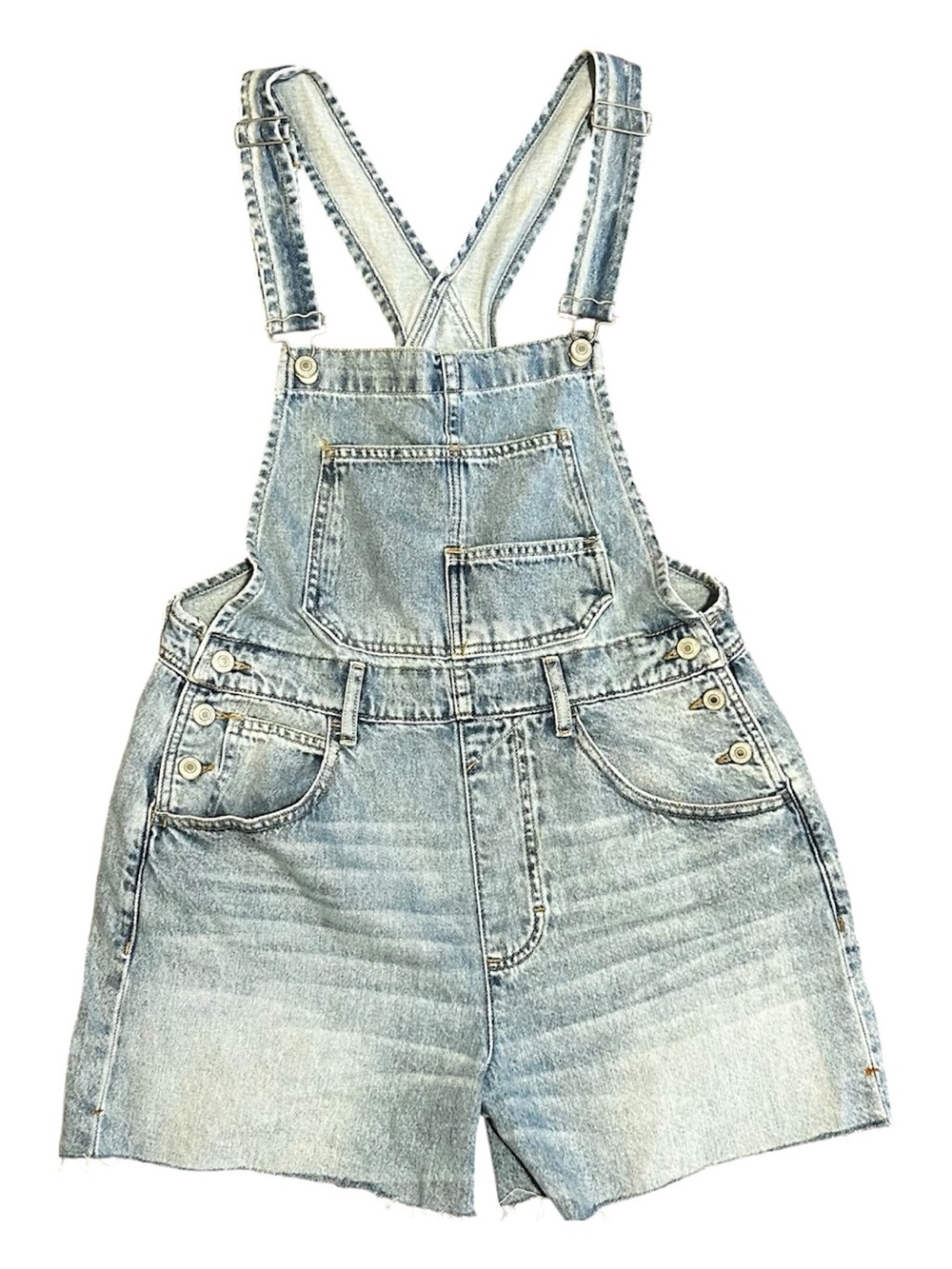 We The Free Cut Off Denim Overalls Shorts Size Small